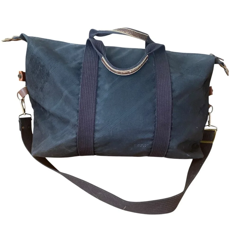 Chanterelle Repurposed Rubber Duffel Bag Adjustable Strap‎ Leather Accents